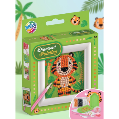 MOXY Diamantové malování sada 9,5x9,5cm - Tygr