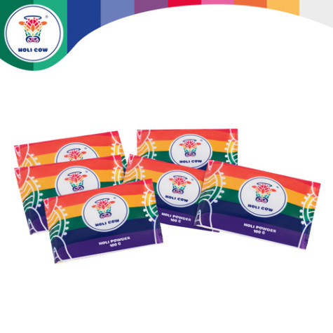 Barevný prášek Sada 6x 100g Holi Cow 27335 ~ 6