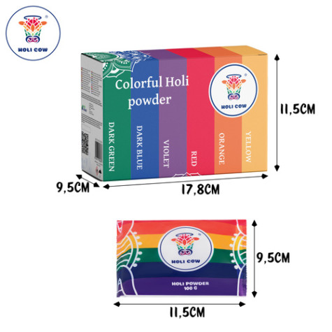 Barevný prášek Sada 6x 100g Holi Cow 27335 ~ 8