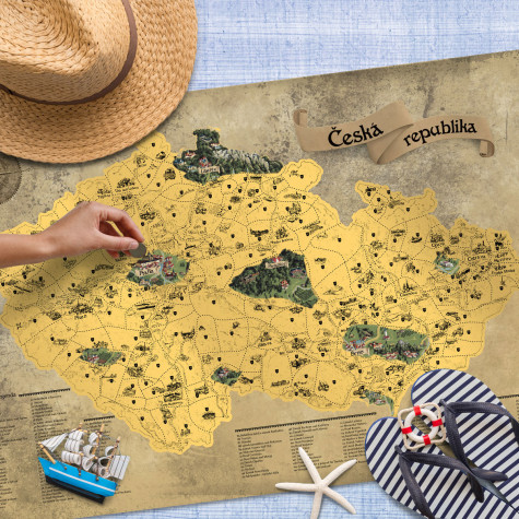 Stírací mapa Česka DELUXE XXL - zlatá ~ 2