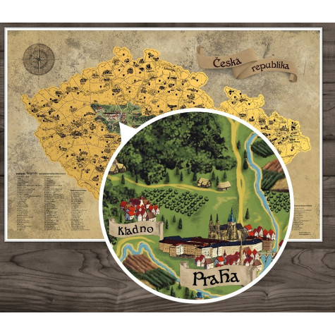 Stírací mapa Česka DELUXE XXL - zlatá ~ 5