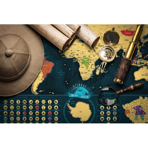 Stírací mapa světa - česká verze Deluxe XXL ~ 2