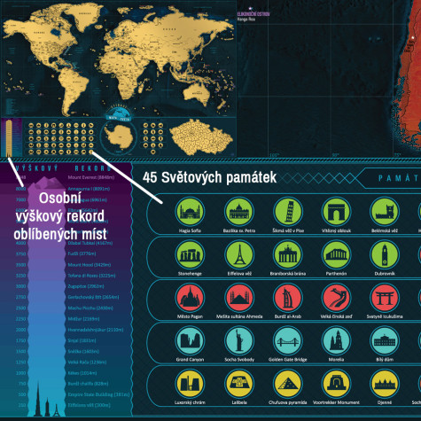 Stírací mapa světa - česká verze Deluxe XXL ~ 5