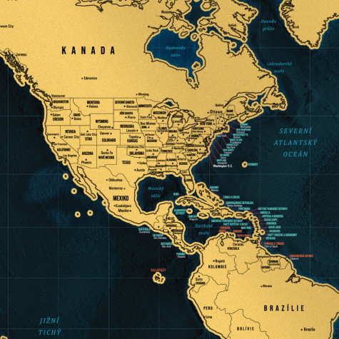 Stírací mapa světa - česká verze Deluxe XXL ~ 6