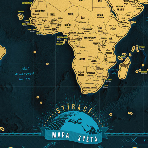 Stírací mapa světa - česká verze Deluxe XXL ~ 7