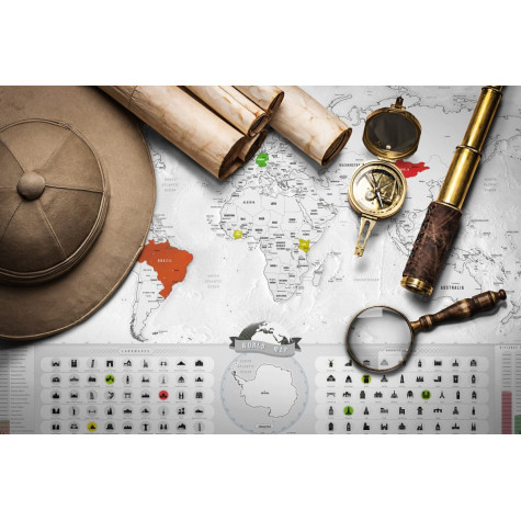 Stírací mapa světa XXL Blanc edition - stříbrná ~ 2