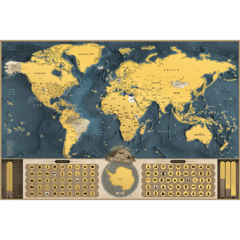 Stírací mapa světa XXL Coffee edition - zlatá ~ 1