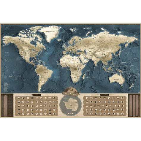Stírací mapa světa XXL Coffee edition - zlatá ~ 5