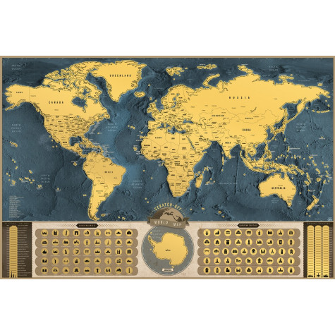 Stírací mapa světa XXL Coffee edition - zlatá ~ 6
