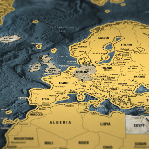 Stírací mapa světa XXL Coffee edition - zlatá ~ 8