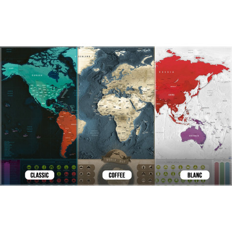Stírací mapa světa XXL Coffee edition - zlatá ~ 9