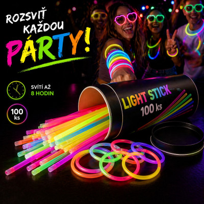 Lightstick Svítící náramky 100ks - mix barev