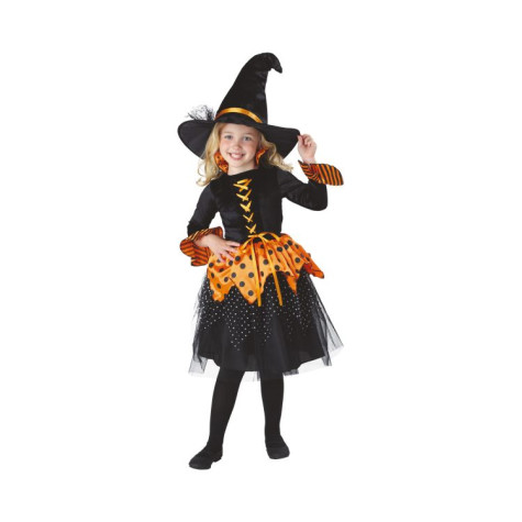Albi Kostým dětský Čarodějka oranžovo-černá vel. 4-6 let ~ 1