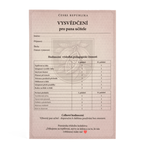 Degustační sada čokolád 6x 25g - Vysvědčení pro pana učitele ~ 1