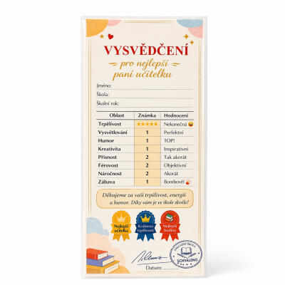 Dárková mléčná čokoláda 100 g - Vysvědčení pro paní učitelku
