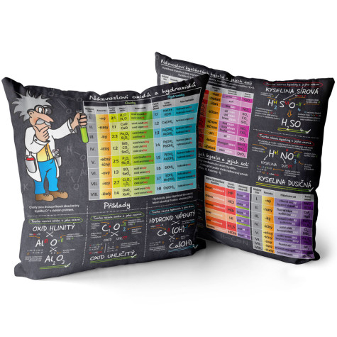 Polštář oboustranný 40 x 40 cm - Chemické názvosloví ~ 3