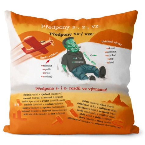 Polštář oboustranný 40 x 40 cm - Předpony s-, z-, vz- ~ 2