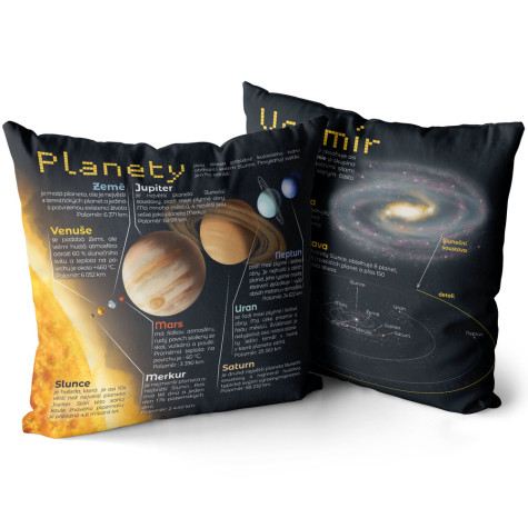Polštář oboustranný 40 x 40 cm - Vesmír a planety ~ 3