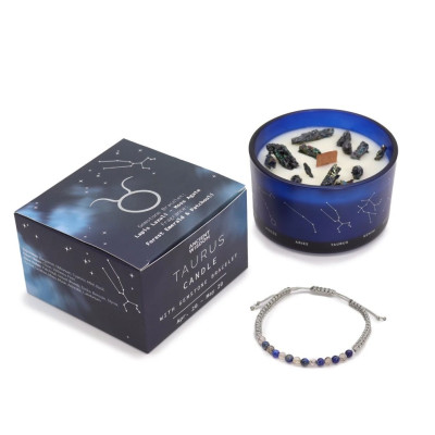 Svíčka znamení zvěrokruhu s náramkem z drahých kamenů - Býk