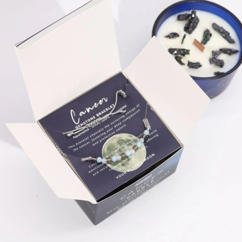 Svíčka znamení zvěrokruhu s náramkem z drahých kamenů - Býk ~ 2