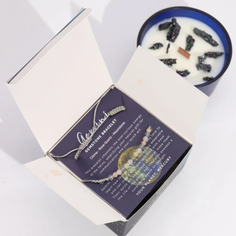 Svíčka znamení zvěrokruhu s náramkem z drahých kamenů - Blíženci ~ 2