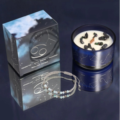 Svíčka znamení zvěrokruhu s náramkem z drahých kamenů - Rak ~ 4