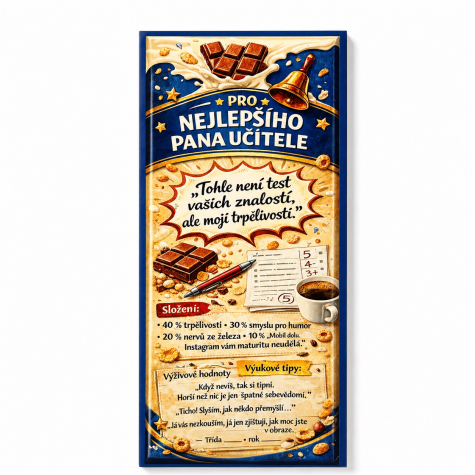 Dárková mléčná čokoláda 100 g - Pro nejlepšího pana učitele ~ 1