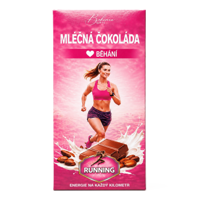 Dárková mléčná čokoláda 100 g - Běhání růžové žena