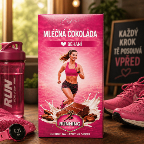 Dárková mléčná čokoláda 100 g - Běhání růžové žena ~ 2