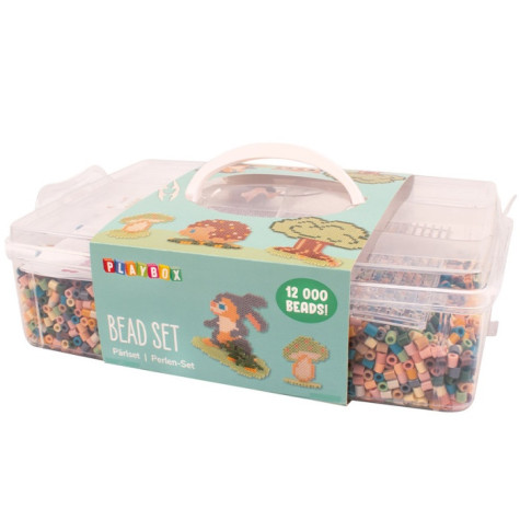 Playbox Zažehlovací korálky 12.000 ks mellow pastel sada v plastovém kufříku ~ 1