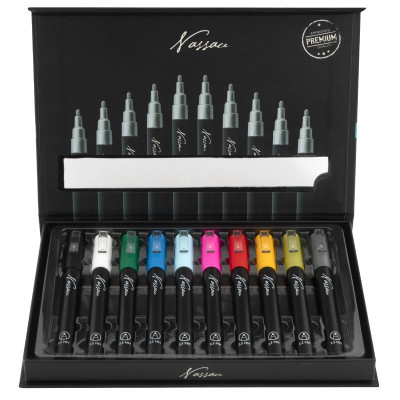 Nassau Akrylové fixy 10 ks v krabičce