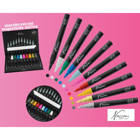 Nassau Akrylové fixy 10 ks v krabičce ~ 3