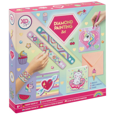 Grafix Diamantové malování set - samolepky, přáníčka a 2 náramky