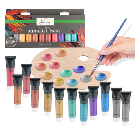 Nassau Akrylové metalické barvy 12 ks 36 ml ~ 2