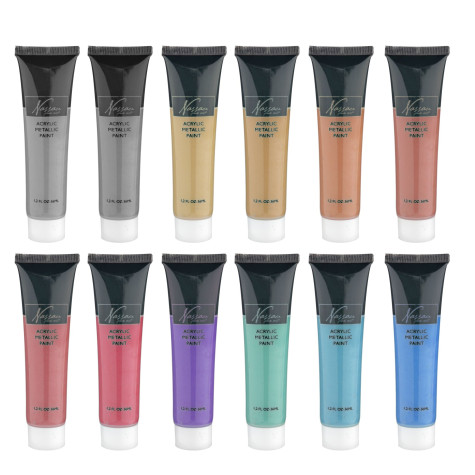 Nassau Akrylové metalické barvy 12 ks 36 ml ~ 3