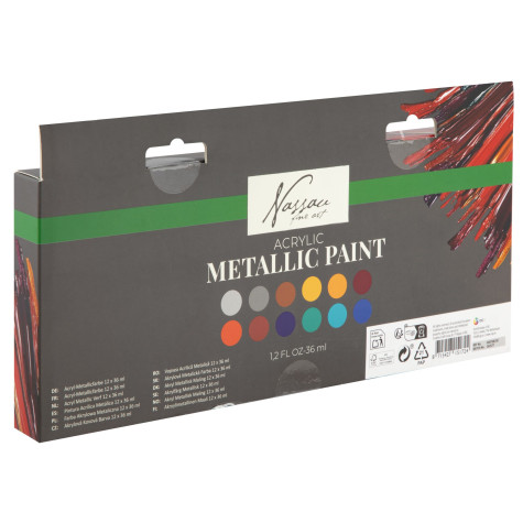 Nassau Akrylové metalické barvy 12 ks 36 ml ~ 5