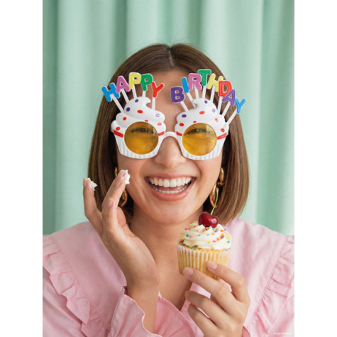 Narozeninové brýle Happy Birthday dortík bílé ~ 2