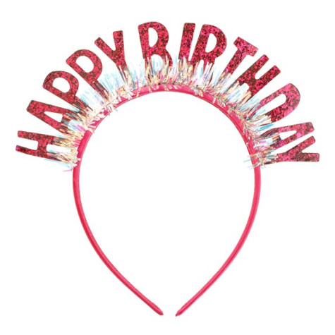 Narozeninová čelenka Happy Birthday růžová ~ 1