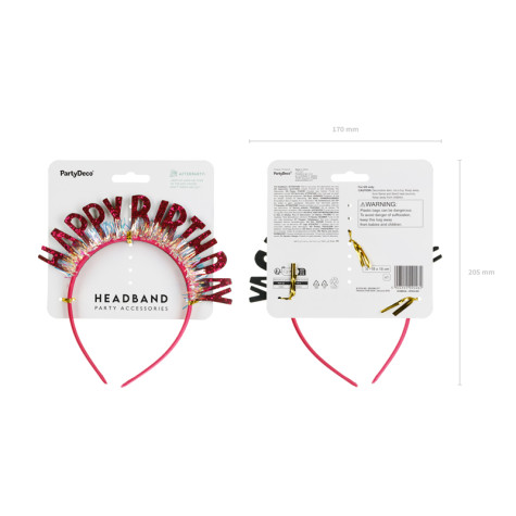 Narozeninová čelenka Happy Birthday růžová ~ 3