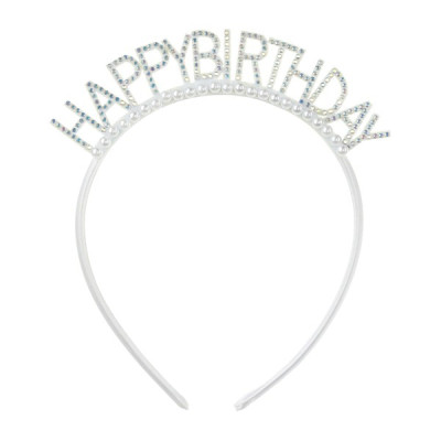 Narozeninová čelenka Happy Birthday stříbrná