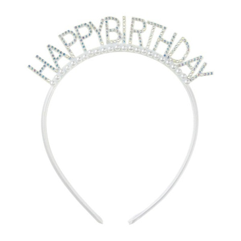 Narozeninová čelenka Happy Birthday stříbrná ~ 1
