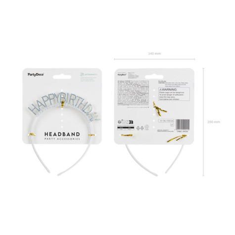 Narozeninová čelenka Happy Birthday stříbrná ~ 3