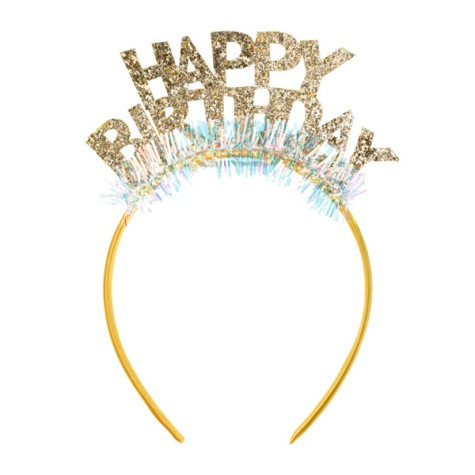 Narozeninová čelenka Happy Birthday zlatá ~ 1