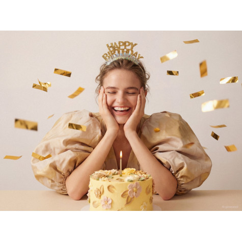 Narozeninová čelenka Happy Birthday zlatá ~ 2