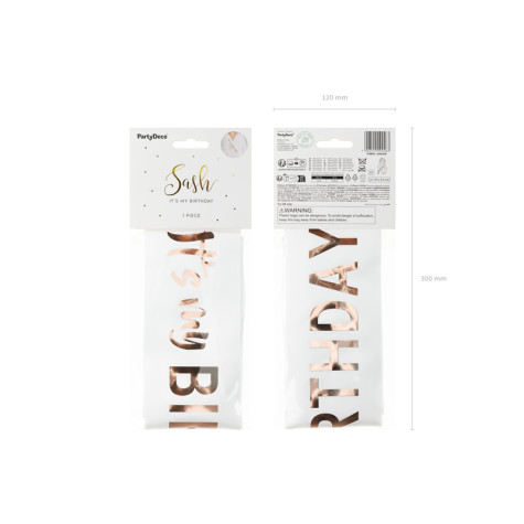 Narozeninová šerpa It's my birthday bílá ~ 2