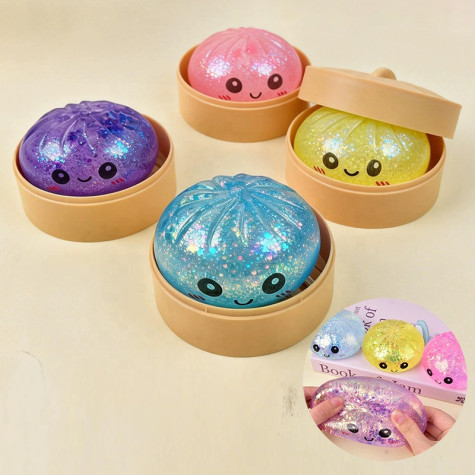 Squishy Dumpling GLITTER perleťový velký mačkací knedlíček 9 cm (Mystery box) ~ 4