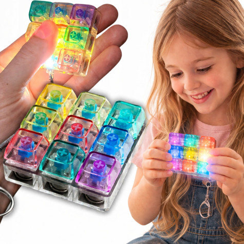 Fidget keyboard LED klávesnice 9 barevných tlačítek přívěsek na klíče ~ 4