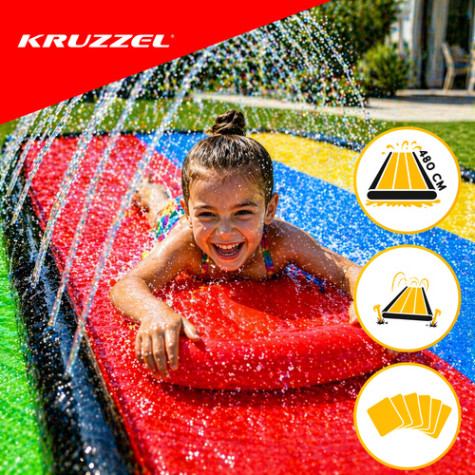 Vodní skluzavka s fontánou 480 cm 3 dráhy Kruzzel 27520 ~ 2