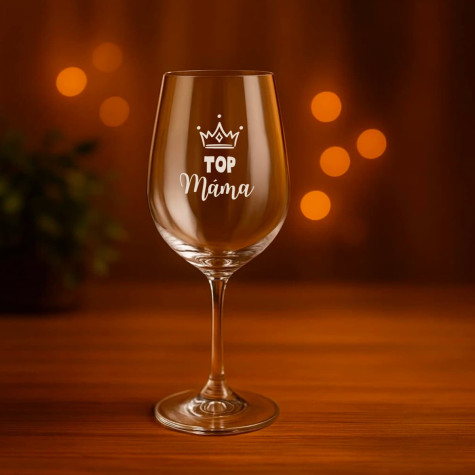 Ahome Sklenice na víno 450 ml gravír - TOP Máma ~ 2