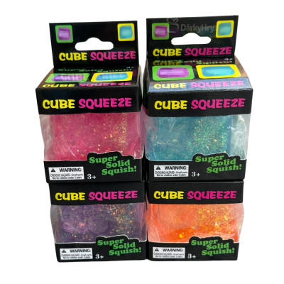 Cube Squeeze Glitter perleťová squishy mačkací kostka 5 cm